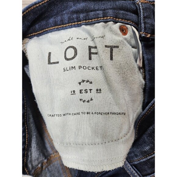 (3/$35) LOFT Jeans Womens 26 / 2 Blue Modern Skinny Raw Frayed Hem Ankle Denim - Picture 7 of 13